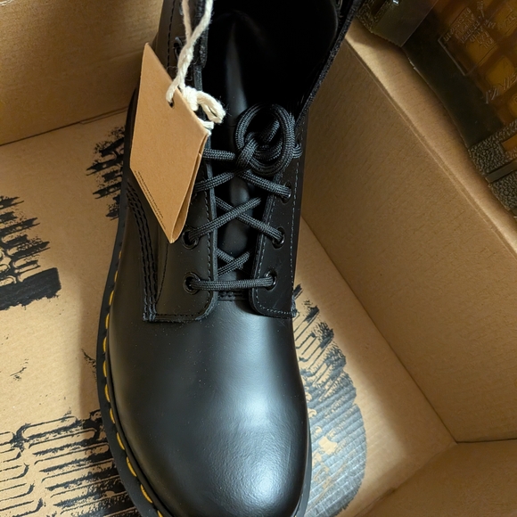 Dr. Martens Glossy Black Combat Boots - Picture 2 of 8
